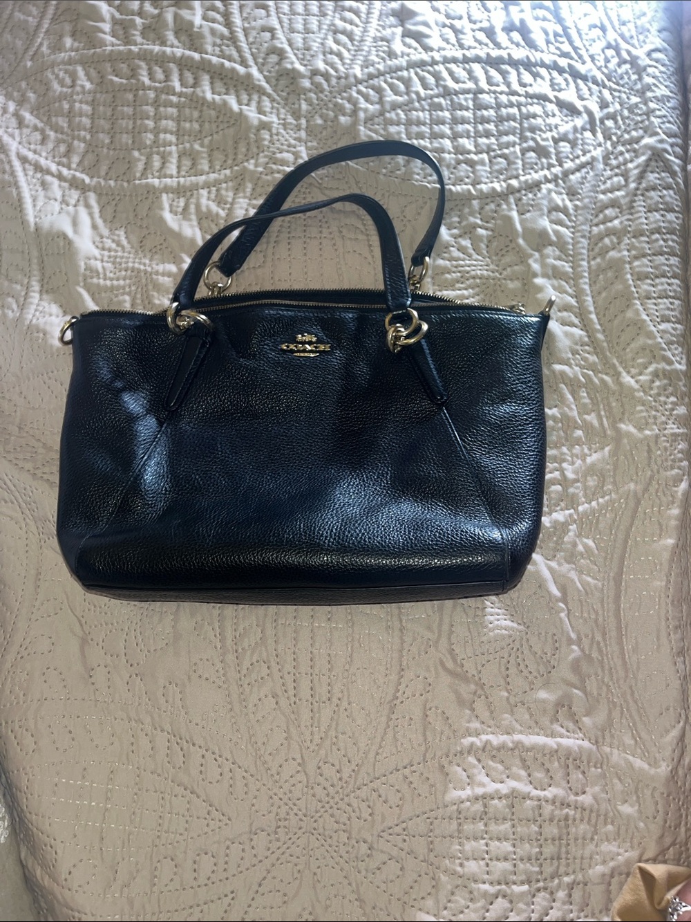Coach Black Pebbled Leather Satchel with Gold Hardware